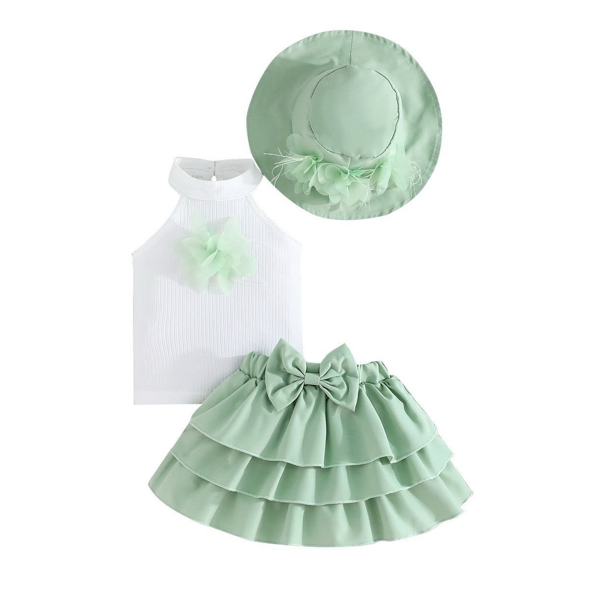 Girl Pink Layered Party Dress Set
three piece set - Image 4