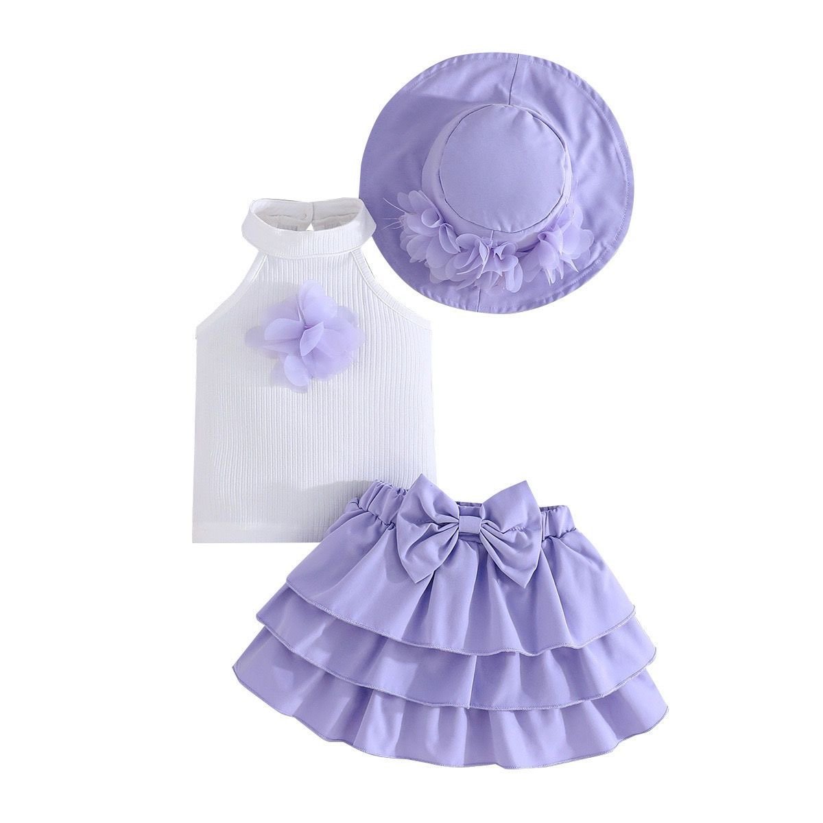 Girl Pink Layered Party Dress Set
three piece set - Image 2