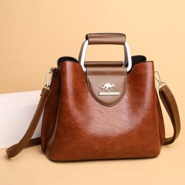 Classic Luxe Leather Handbag – Brown Edition