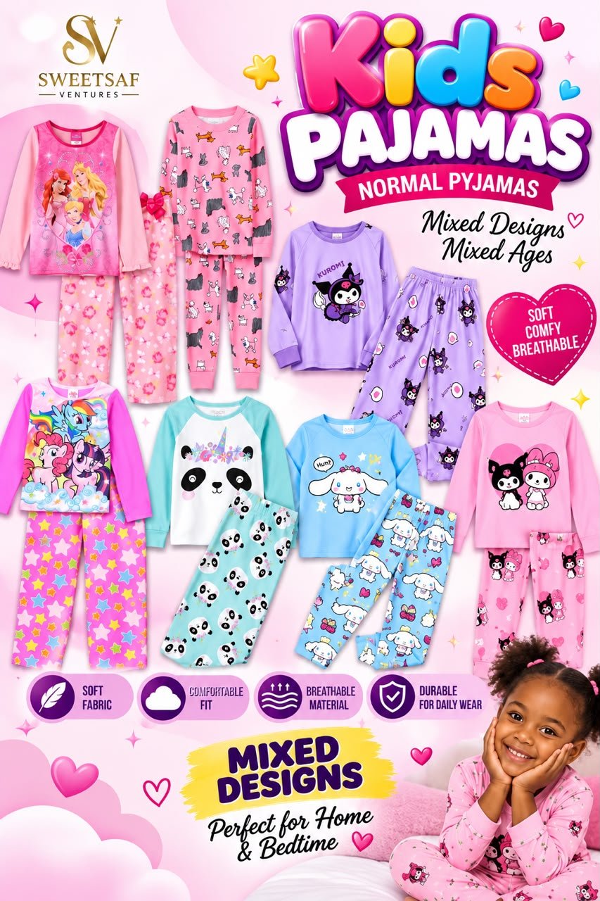 Kids Cartoon Pajama Sets – Soft & Comfortable Sleepwear