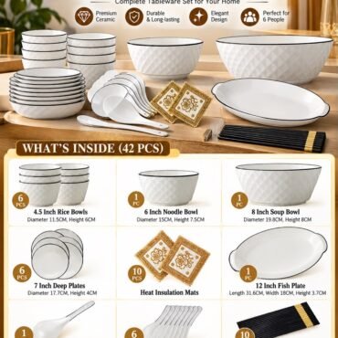 42-Piece Diamond Ceramic Dinner Set (6-Person)