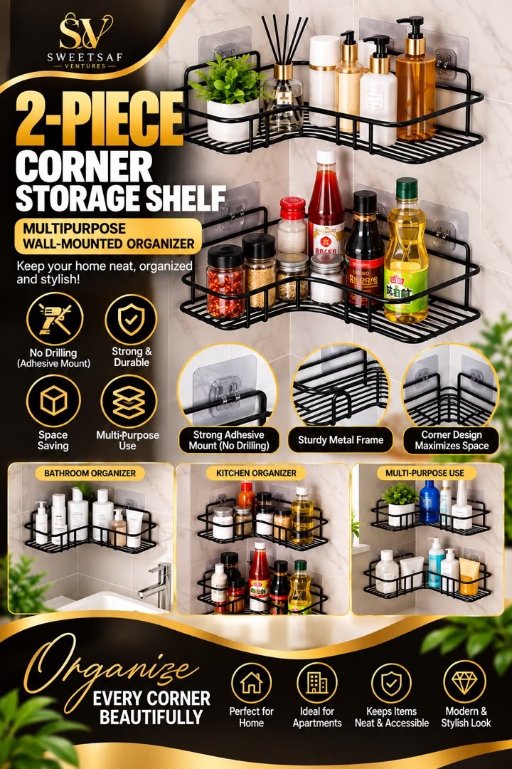 Corner Storage Shelf Set (No Drilling)