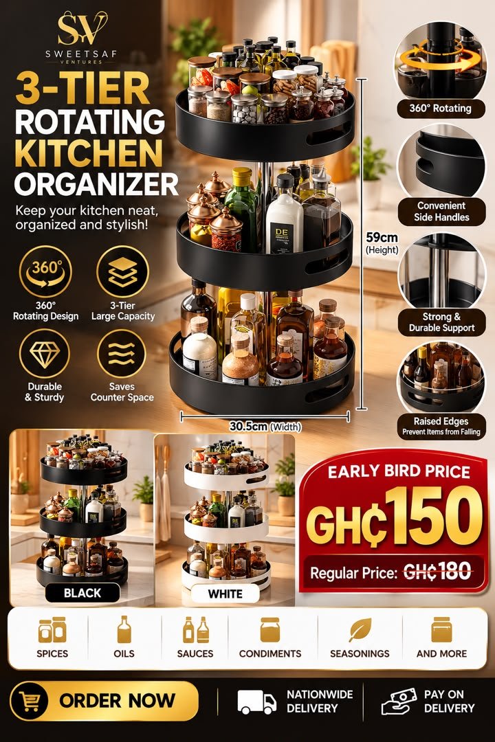 3-Tier Rotating Kitchen Organizer