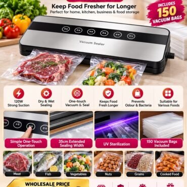 Vacuum Sealer Machine (with 150 Vacuum Bags)