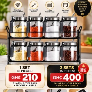 8-Piece Spice Jar Set with 2-Tier Rack