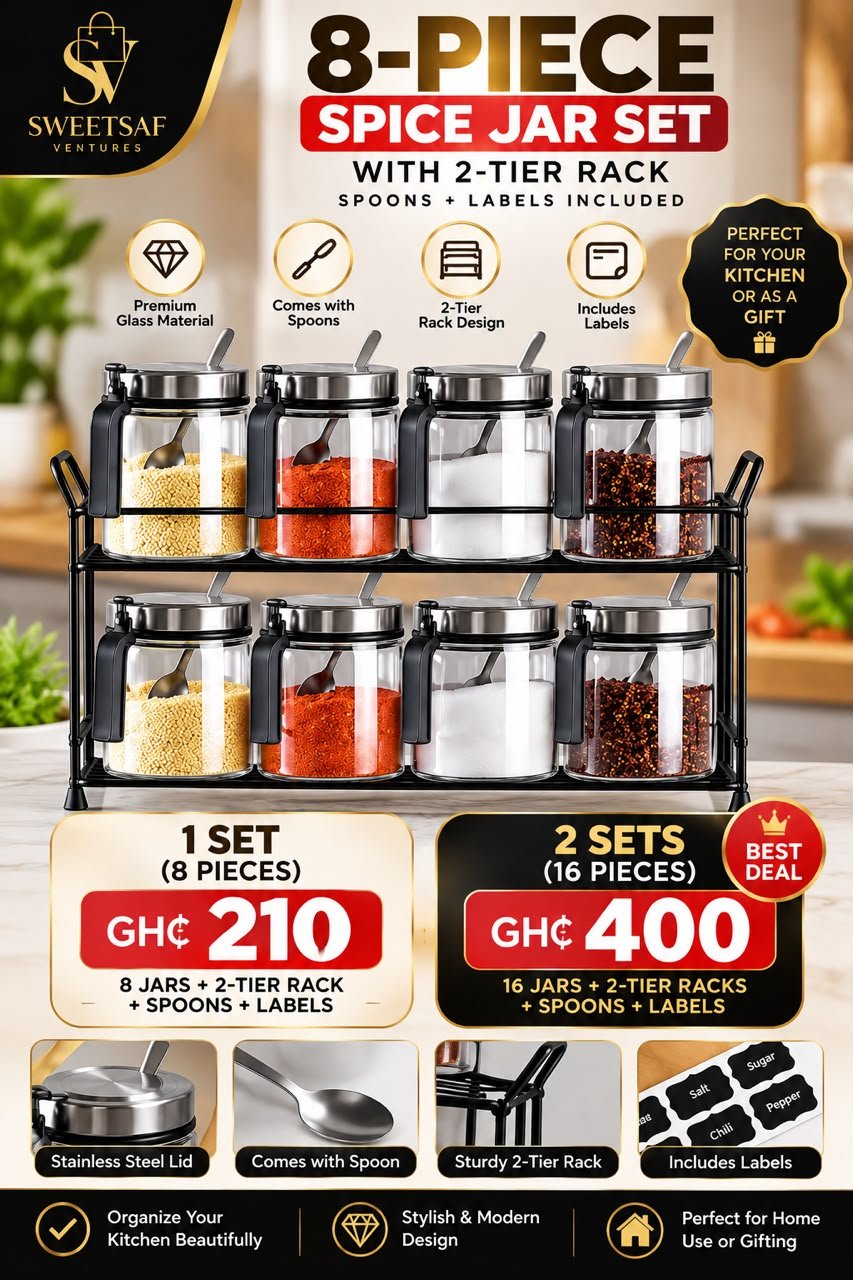 8-Piece Spice Jar Set with 2-Tier Rack